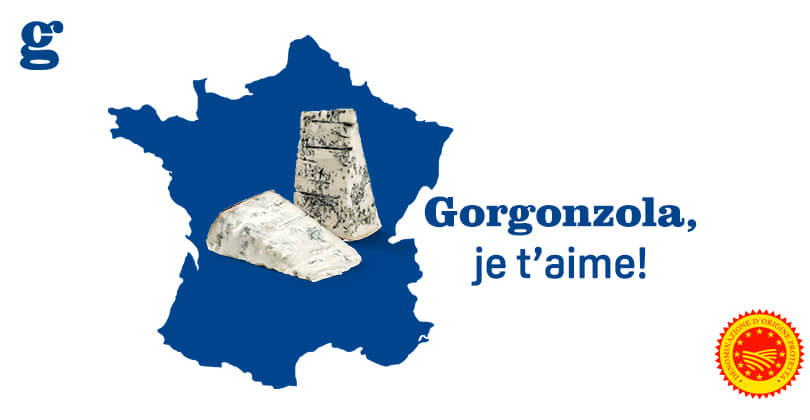 2022年　ゴルゴンゾーラDOP 世界への輸出量　200万ホイール以上(1.9%増)  フランス 10年ぶりに輸入国第一位